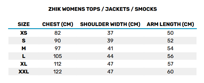 2025 Zhik Womens Tops Jackets Smocks 2 0 Größentabelle